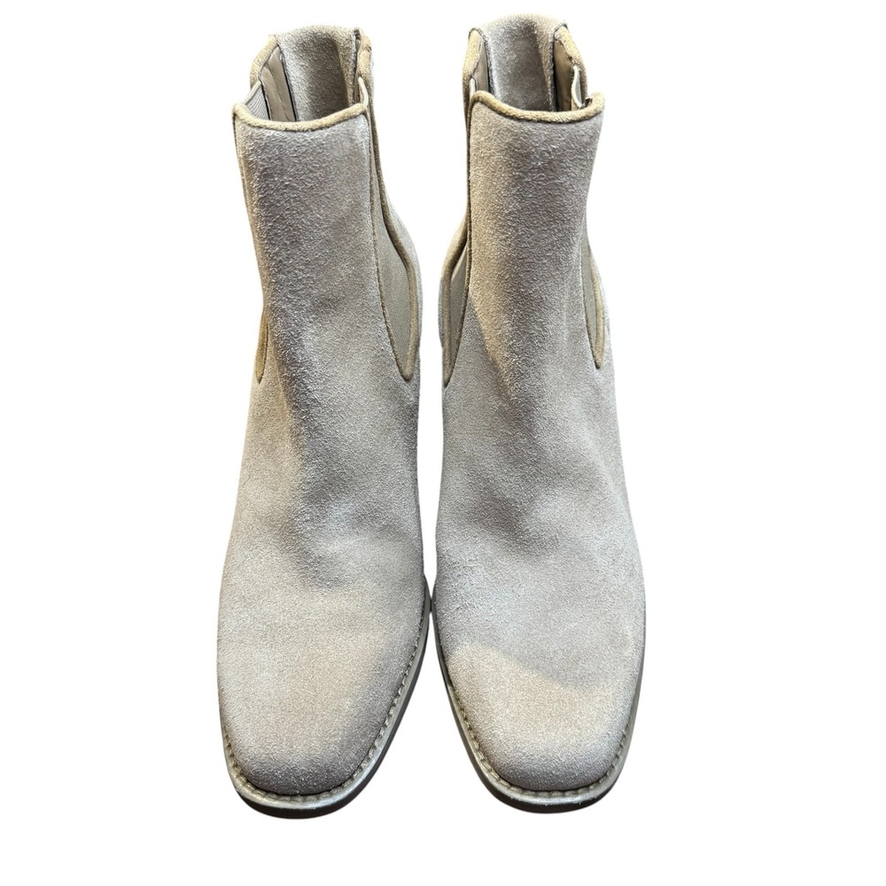 Aerosoles Booties Womens Size 6 Beige Leather Lido Ankle Cone Heel Stretch